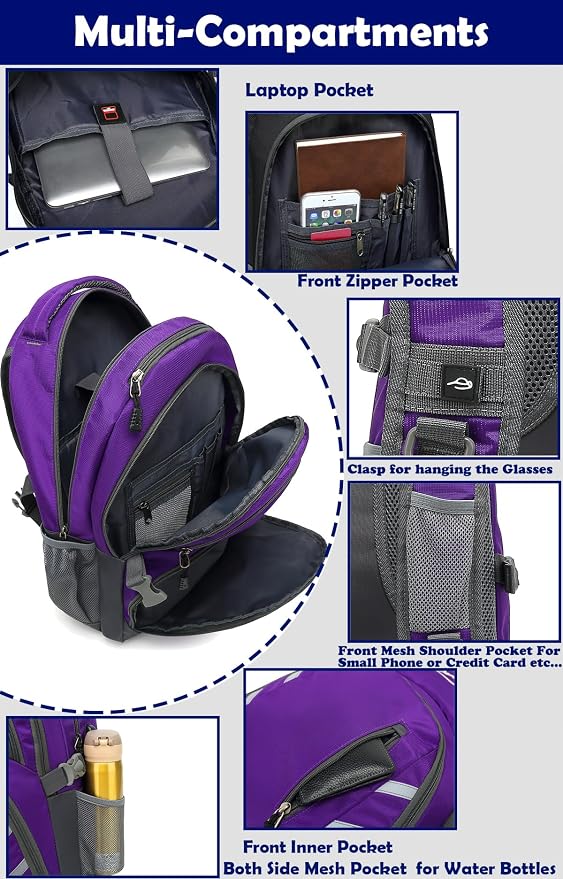 ProEtrade Backpack Bookbag for College Laptop Travel, Fit Laptop Up to 15.6 inch - Image 2