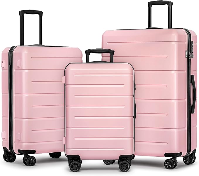 KYME Pink Luggage Sets 3 Piece Hardshell Suitcases by KYME