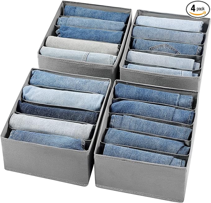 Jeans Drawer Organizers for Clothing, 5 Compartment Wardrobe Storage Box by Coorganisers