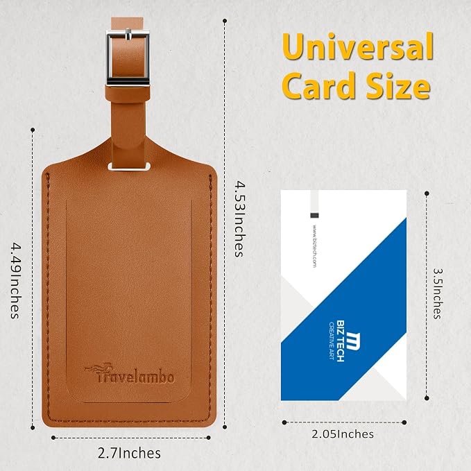 8 Pack Leather Luggage Travel Bag Tags by Travelambo - Image 2
