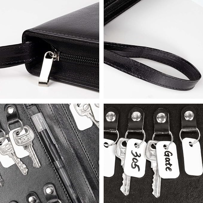 Portable Zippered Key Case, Leather Key Organizer - Image 7