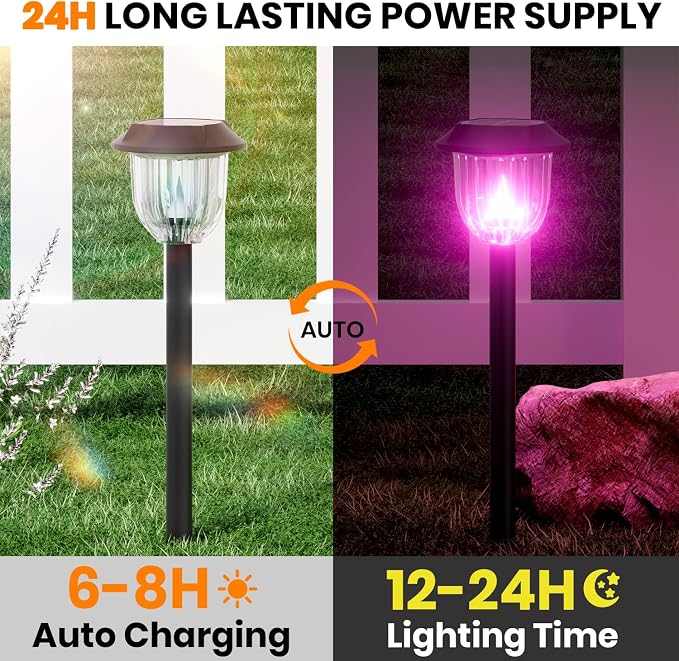 AOSEA 4 Pack Solar Pathway Lights Outdoor Waterproof - Image 5