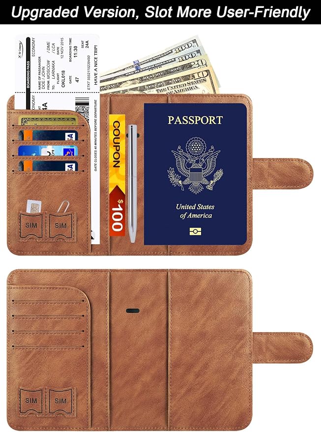 Passport Holder Cover Wallet Travel Essentials Leather Rfid Blocking Case - Image 2