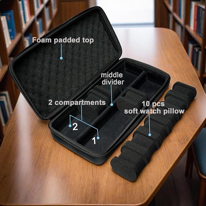 10 slots watch travel case, Hard Portable watch carry storage organizer box - Image 2