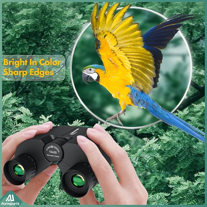 Aurosports 10x25 Binoculars for Adults and Kids, Large View Compact Binoculars - Image 2