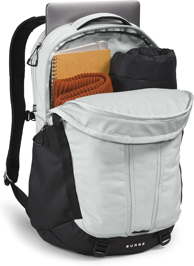 The North Face Surge Commuter Laptop Backpack, Tin Grey Dark Heather/TNF - Image 5