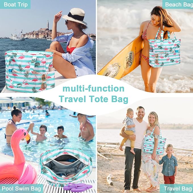 LEDAOU Beach Bag Waterproof Sandproof Women Tote Bag Pool Bag - Image 9