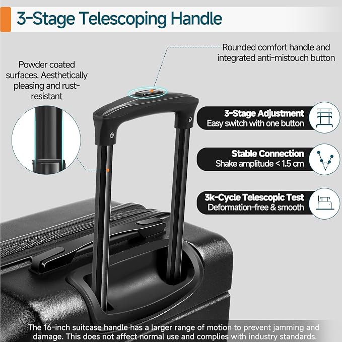 Hoteel Luggage Sets 5 Piece, ABS+PC Hard Shell Expandable Suitcases - Image 5
