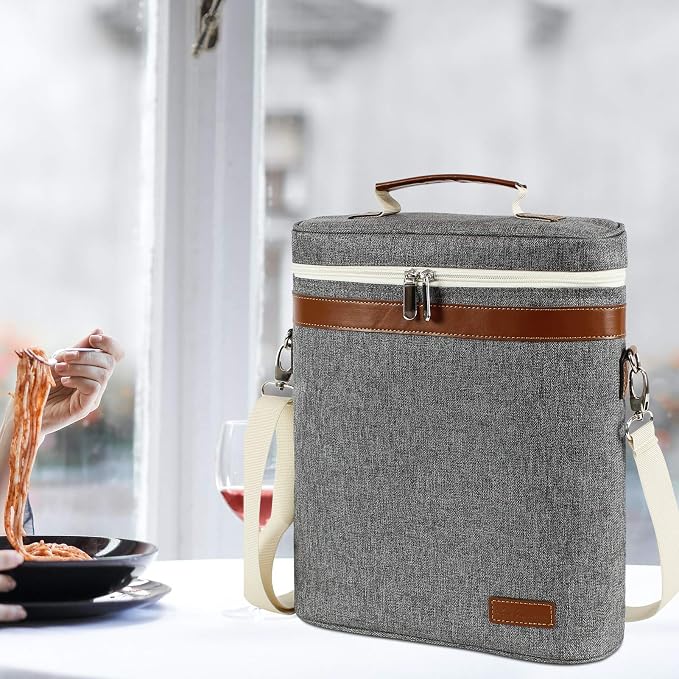 3 Bottle Insulated Wine Tote Carrier Bag, Portable Travel Padded Wine Cooler - Image 7