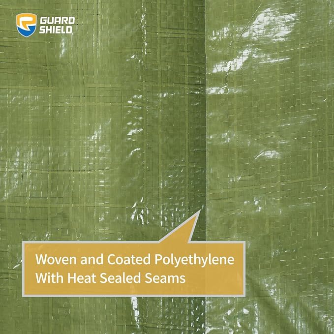 GUARD SHIELD Tarp Green 12x12 Feet Multi Purpose Waterproof Poly Tarp Cover 5mil - Image 5