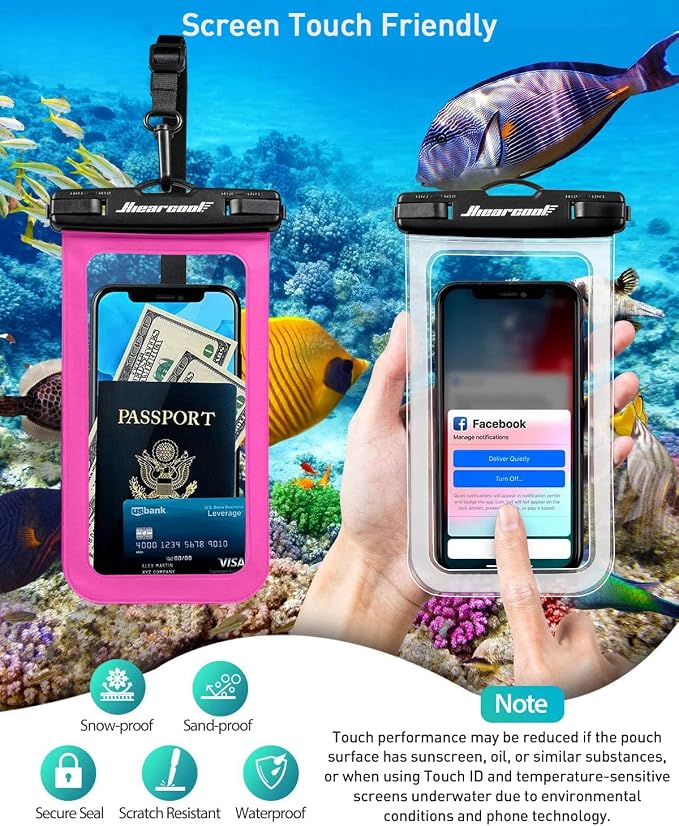 Hiearcool Universal Waterproof Phone Pouch, IPX8 Cell Phone Waterproof Case Up - Image 6
