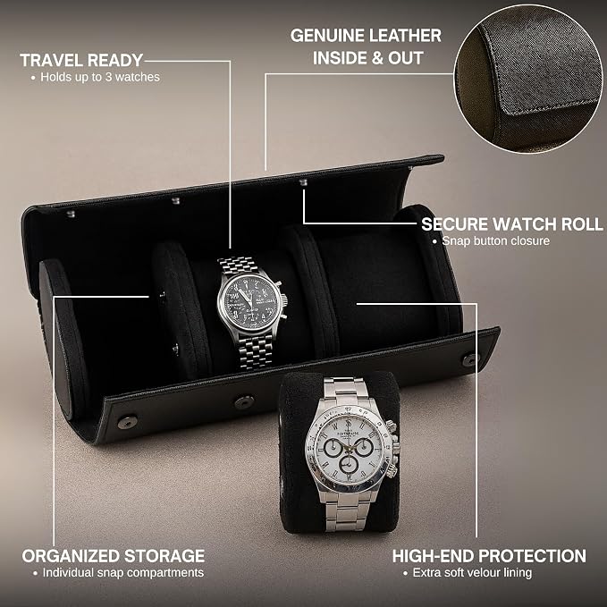 Bey-Berk Milani Leather Watch Roll - Image 3
