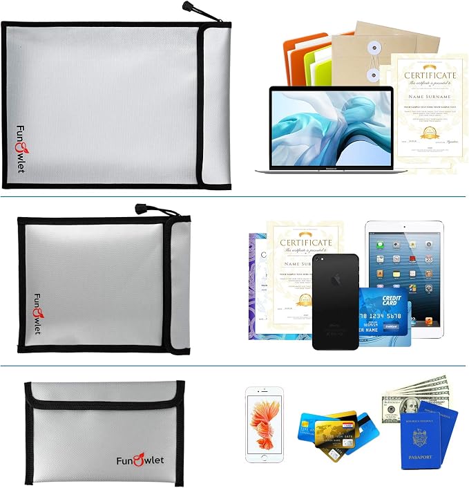 FunOwlet Fireproof Waterproof Document Bag, Fire and Water Resistant Safe - Image 5