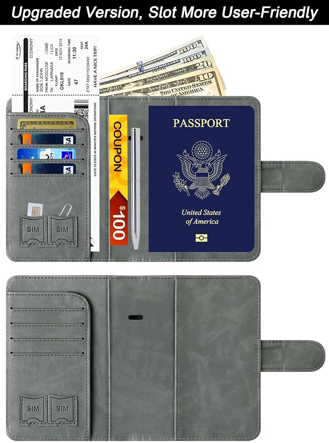 Passport Holder Cover Wallet Travel Essentials Leather Rfid Blocking Case - Image 2