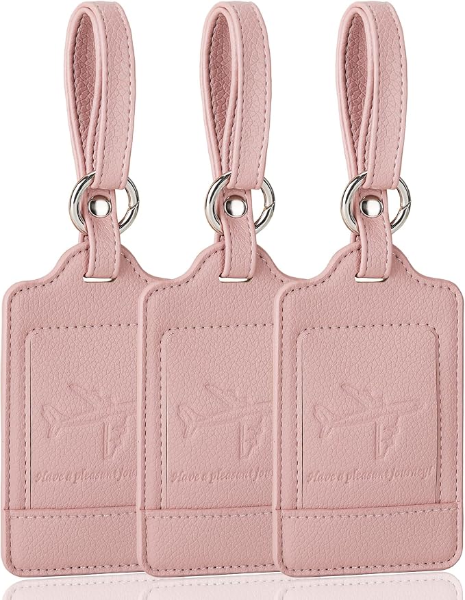 Teskyer Luggage Tags, 3 Pack Premium PU Leather Luggage Tags by TESKYER