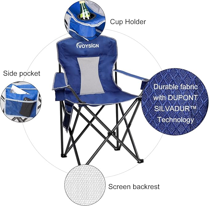 Mesh Folding Camping Chairs for Adults, Oversized Portable Outdoor Chairs - Image 4