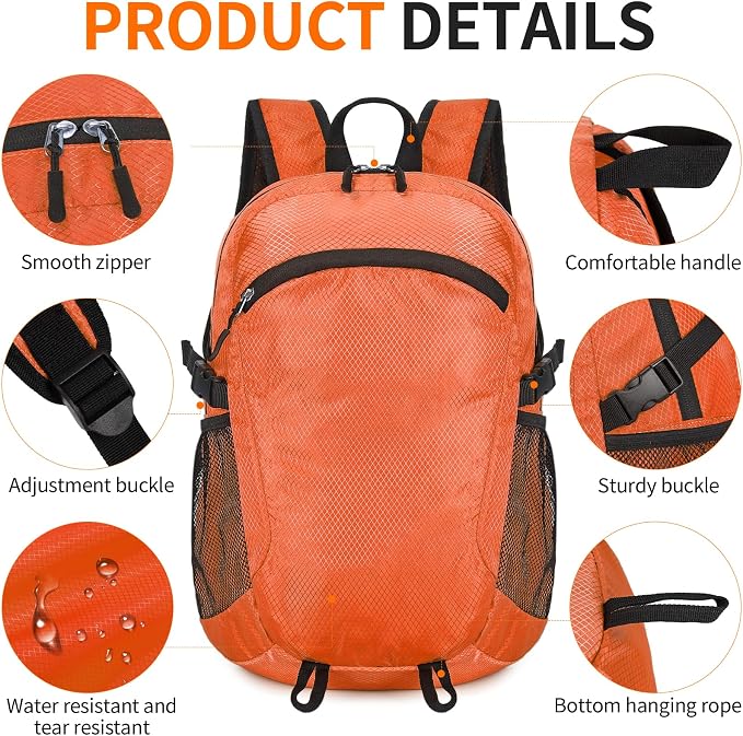 Small Hiking Daypack, 15L Water-Resistant Hiking Backpack Packable Lightweight - Image 6
