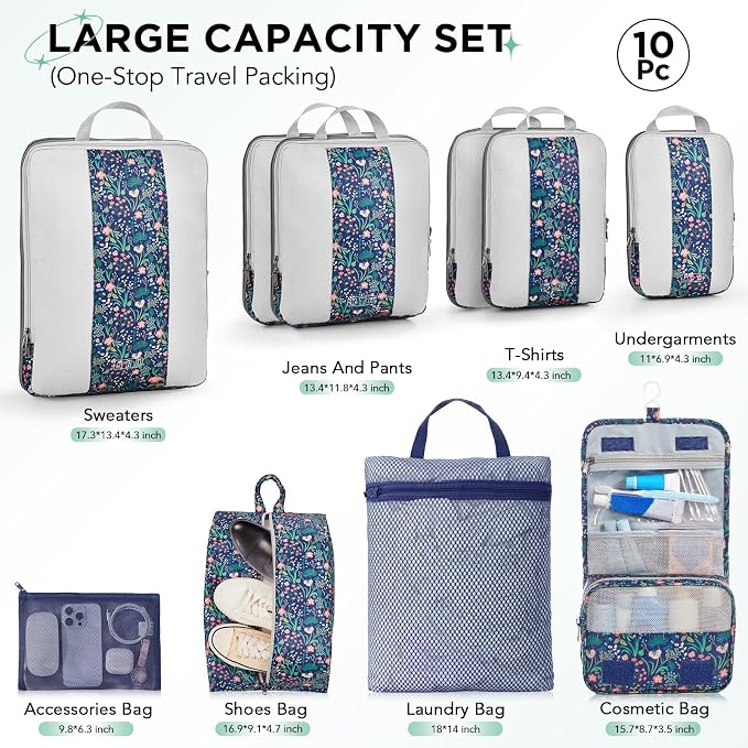 10 Set Compression Packing Cubes - Image 2