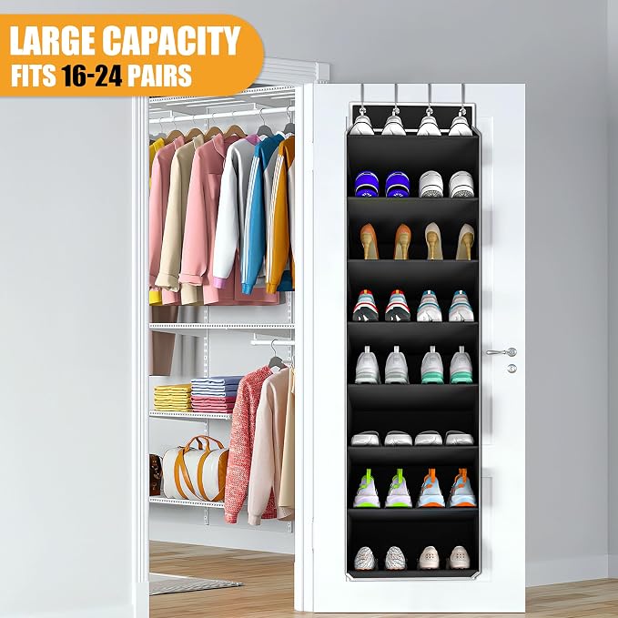 Over The Door Shoe Organizer Storage Fit 16-24 Pairs Hanging Shoe Rack Organiser - Image 2