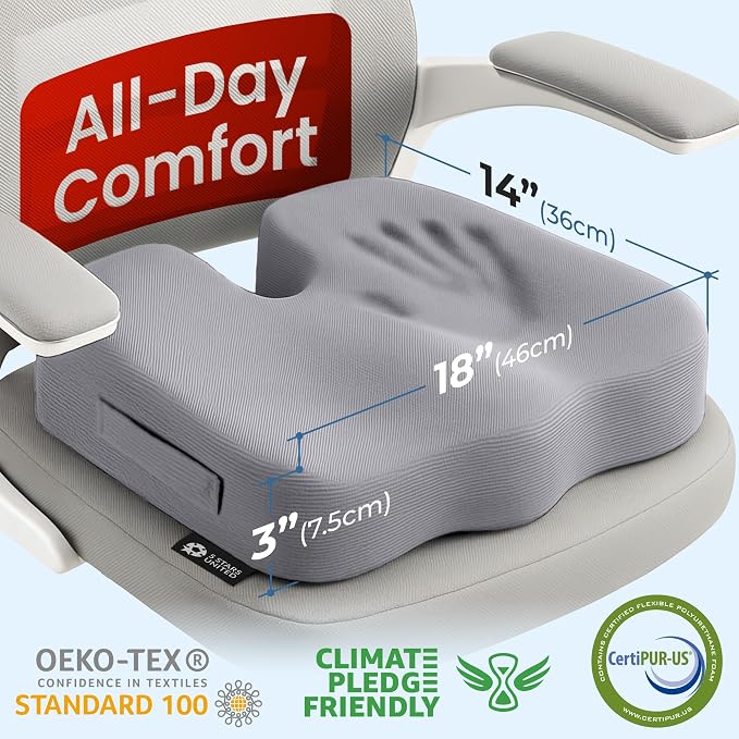 5 STARS UNITED Seat Cushion for Tailbone Pain Relief – Memory Foam Cushion for - Image 2