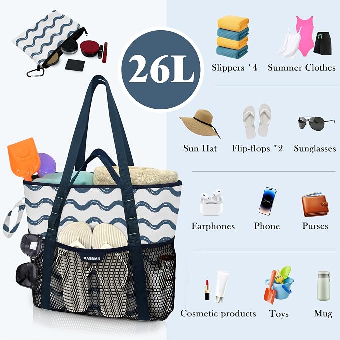 Beach Bag with Zipper - Image 2