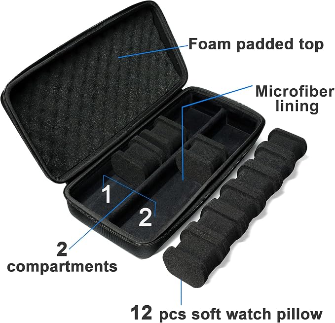 12 slots Watch Case, hard watch travel case, storage box, padded case - Image 4