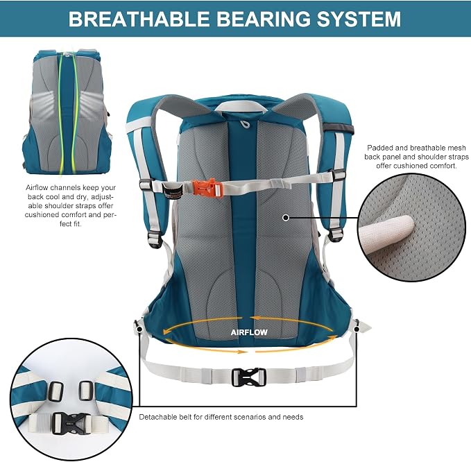 MOUNTAINTOP Hiking Backpack 35L Travel Backpack Lightweight Daypack - Image 3