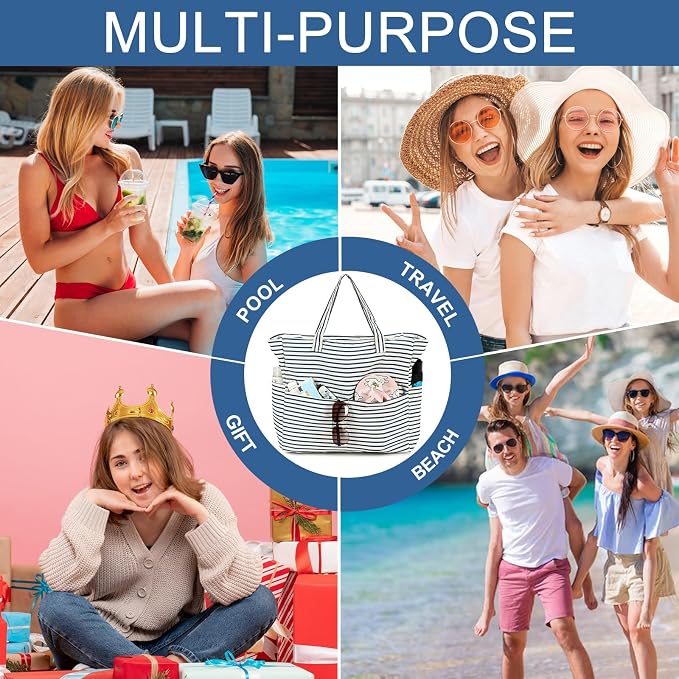 Beach Pool Bags Tote for Women Ladies Large Gym Tote Carry On Bag - Image 9