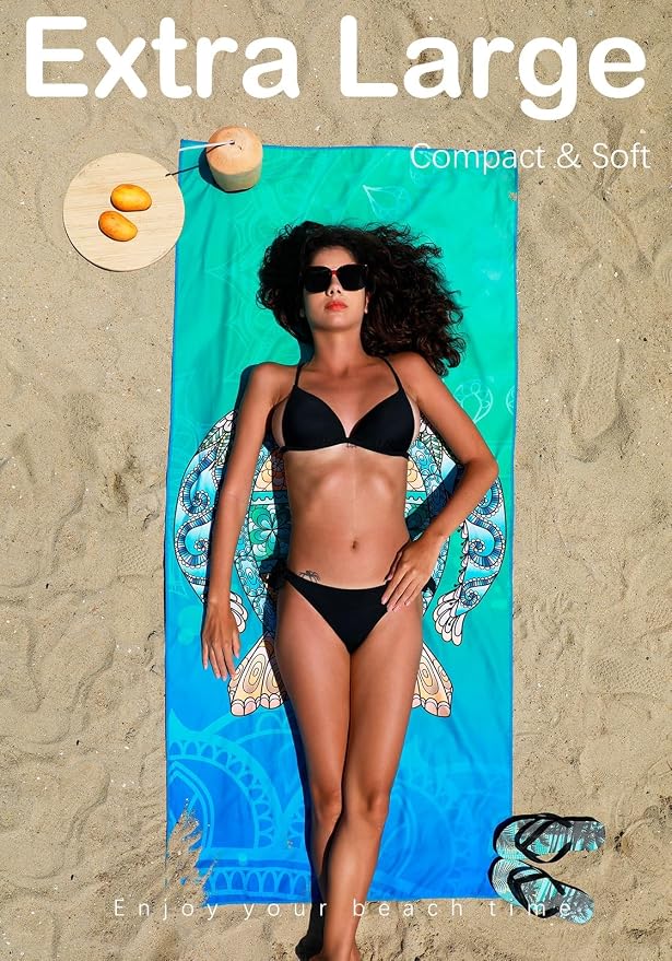 6 Pack Microfiber Lightweight Beach Towel Sand Free Quick Dry Absorbent Thin - Image 3