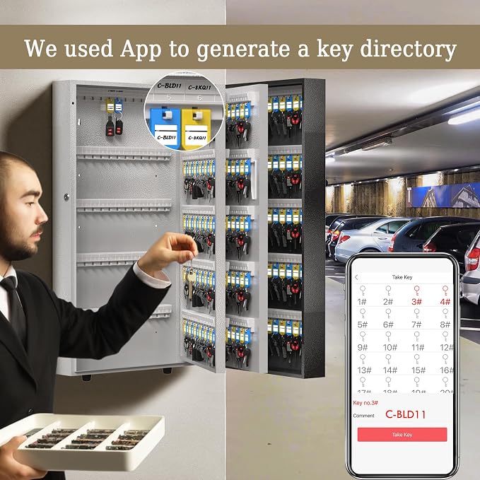 WeHere 360 Lock Box Wall Mount, APP Bluetooth/OTP/Wi-Fi/Fixed Code/Key Unlock - Image 6