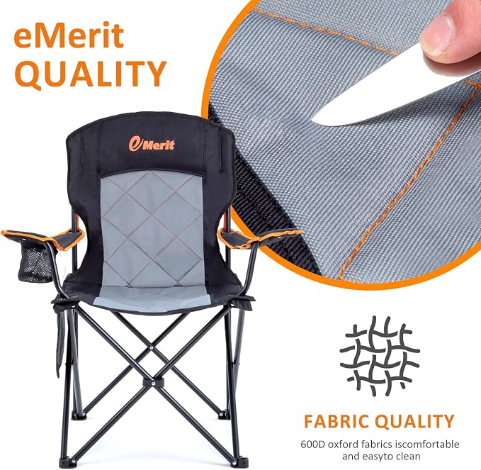 EMERIT Oversized Padded Camping Chair, 350LB Heavy Duty Quad Fold Chair - Image 6