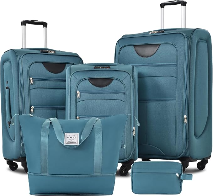 Merax Softside Luggage Set Softshell Lightweight 3 Piece Spinner Suitcase by Merax