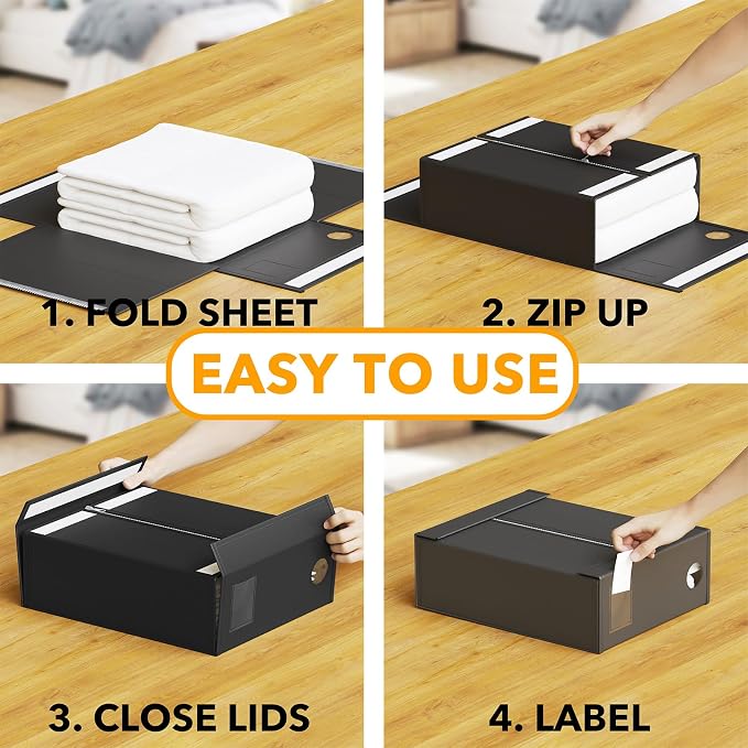 SpaceAid 3 Pack Bed Sheet Organizers and Storage, Foldable Organizer - Image 3