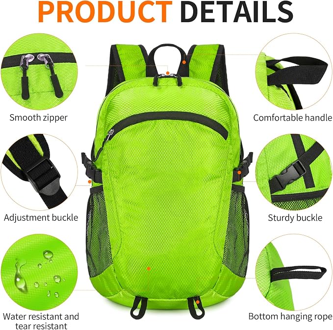Small Hiking Daypack, 15L Water-Resistant Hiking Backpack Packable Lightweight - Image 6