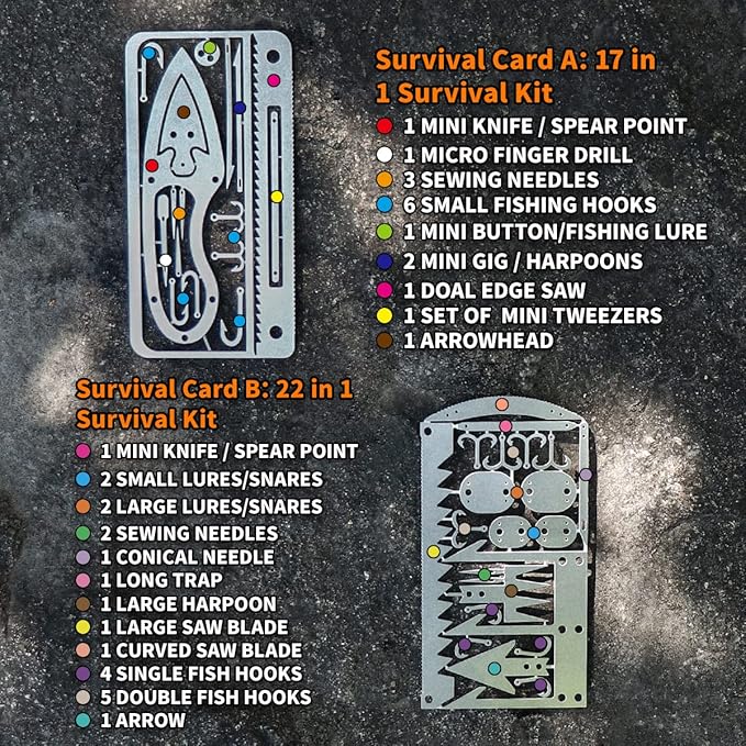 PSKOOK 12 Pcs Survival Multitool Card Emergency Camping Tool EDC Kit in Your - Image 2