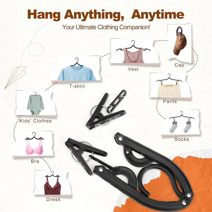 HOUSE DAY Foldable Travel Hangers 10 Pack w/10 Clips, Cruise Essentials 2025 - Image 6