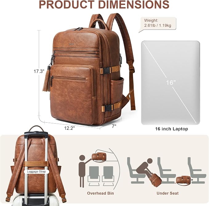 Shrrie Laptop Backpack for Women, Vegan Leather Backpack Work Computer - Image 5