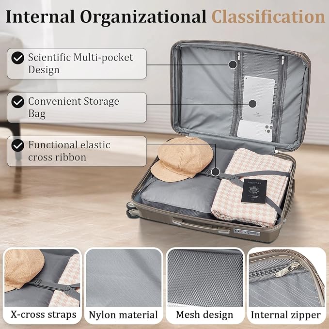 Luggage Set 4 Piece with Spinner Wheel, TSA Approved Expandable Hardshell - Image 5