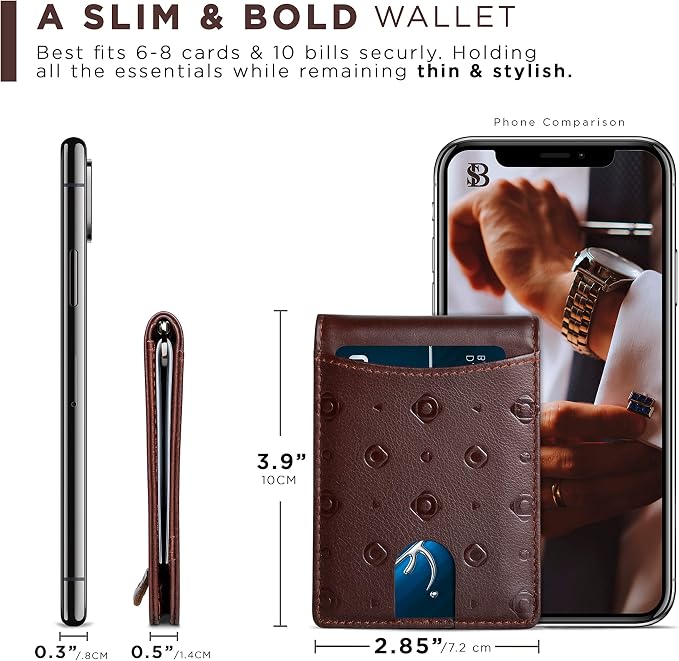 SERMAN BRANDS RFID Blocking Slim Bifold Genuine Leather Minimalist Front Pocket - Image 6