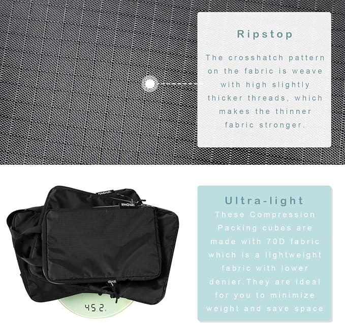 BAGAIL 6 Set Ultralight Compression Packing Cubes Packing Organizer - Image 4