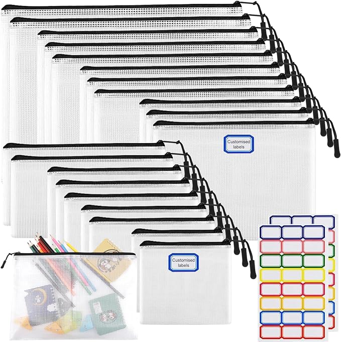 20pcs Multisize Mesh Zipper Pouch, Waterproof Bags by YOPCDJ
