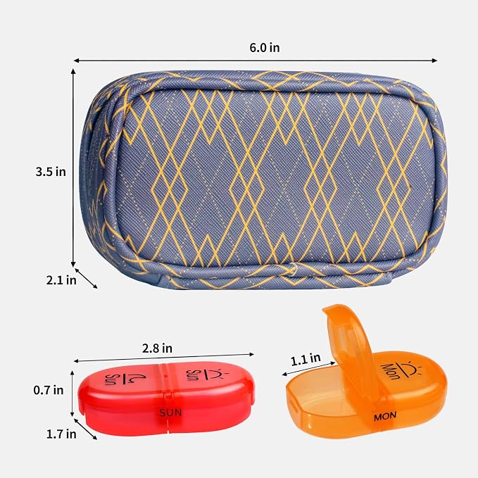 Serfeymi Weekly Travel Pill Organizer 2 Times A Day AM PM Upgraded Rainbow Pill - Image 2