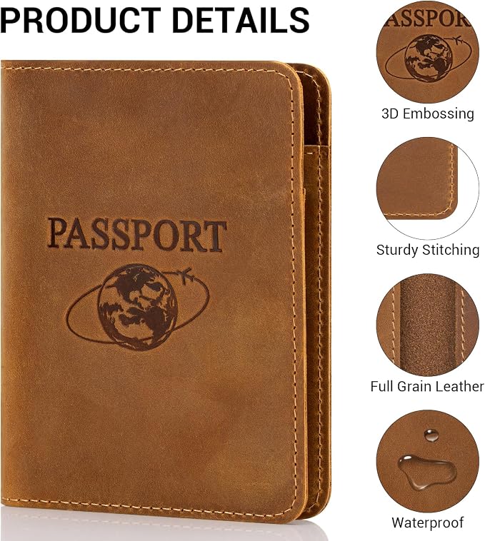 BIAOTIE Premium Leather Passport Holder Covers, Rfid Travel Wallet Passport - Image 4