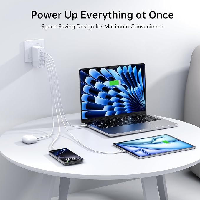 140W Mac Book Pro Charger, 4 Port Flat Charging Station - Image 3