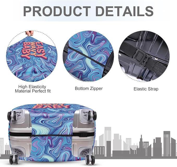 ANNA QUEEN Funny Psychedelic Wavy Luggage Cover, Colorful Suitcase Protector - Image 4
