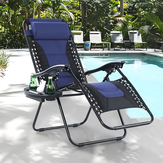 MFSTUDIO Padded Zero Gravity Recliner Chair Set of 2, Folding Patio Lounge - Image 2