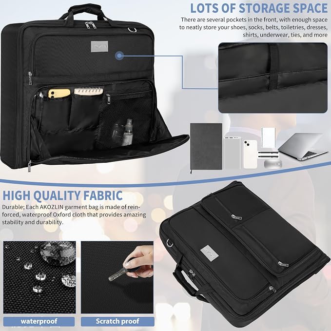 AKOZLIN Travel Luggage Garment Bag Foldable Hanging Suit Bag - Image 4
