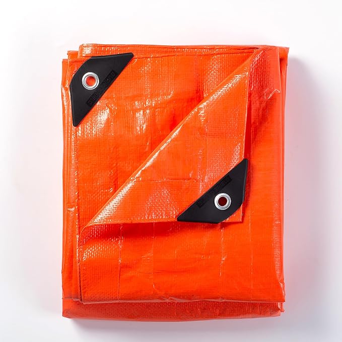 GUARD SHIELD Orange Tarp 8x10 Feet Tarps High Visibility Outdoor Poly Cover by GUARDSHIELD