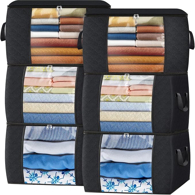 Fab totes 24 Gallons Clothes Storage, Foldable Thick Fabric Blanket Storage Bags by Fabtotes
