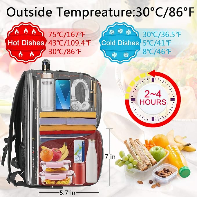 VECKUSON Lunch Bag Backpack, Insulated Cooler Lunch Box, Extra Large 17.3 inch - Image 4